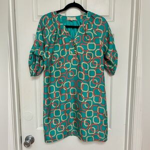 Britt Ryan Turquoise/Orange Silk Dress size 6